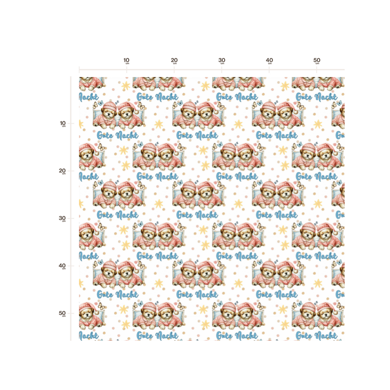 1m Coupon  Baumwolle Canvas Yorkshire Terrier Welpen Gute Nacht Sterne Stoff 153 g/m² Meterware 160 cm Eigenproduktion Kinde