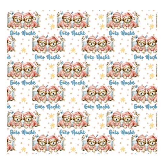 1m Coupon  Baumwolle Canvas Yorkshire Terrier Welpen Gute Nacht Sterne Stoff 153 g/m² Meterware 160 cm Eigenproduktion Kinde