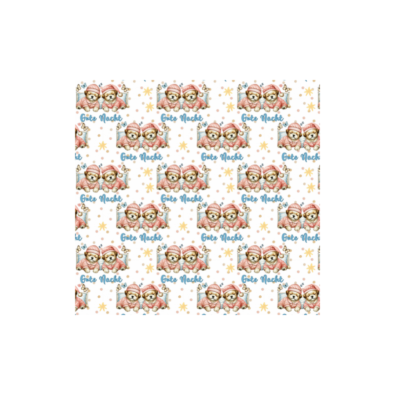 1m Coupon  Baumwolle Canvas Yorkshire Terrier Welpen Gute Nacht Sterne Stoff 153 g/m² Meterware 160 cm Eigenproduktion Kinde