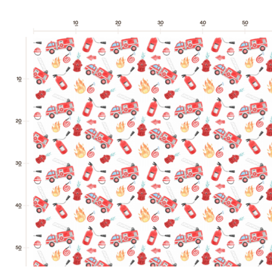 1m Coupon  Baumwolle Canvas Feuerwehr Feuerwehrauto Weiß Stoff  153 g/m² Meterware 160 cm Eigenproduktion Kinder