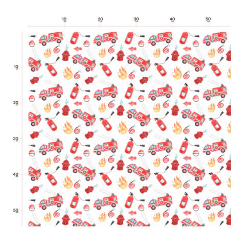 1m Coupon  Baumwolle Canvas Feuerwehr Feuerwehrauto Weiß Stoff  153 g/m² Meterware 160 cm Eigenproduktion Kinder