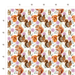 1m Coupon Baumwolle Canvas Eichhörnchen Blumen Weiß Stoff 153 g/m² Meterware 160 cm Eigenproduktion Kinder