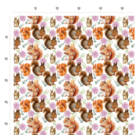 1m Coupon Baumwolle Canvas Eichhörnchen Blumen Weiß Stoff 153 g/m² Meterware 160 cm Eigenproduktion Kinder