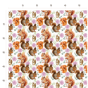 1m Coupon Baumwolle Canvas Eichhörnchen Blumen Weiß Stoff 153 g/m² Meterware 160 cm Eigenproduktion Kinder