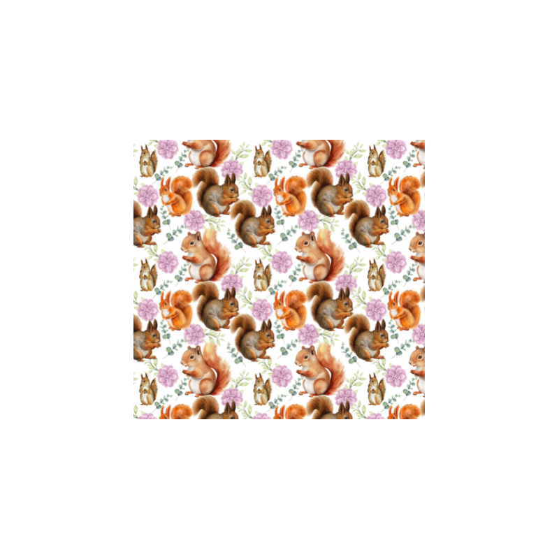 1m Coupon Baumwolle Canvas Eichhörnchen Blumen Weiß Stoff 153 g/m² Meterware 160 cm Eigenproduktion Kinder