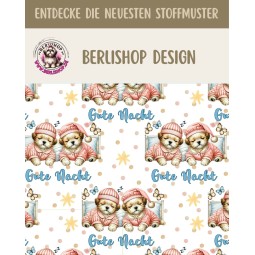 1m Coupon  Baumwolle Canvas Yorkshire Terrier Welpen Gute Nacht Sterne Stoff 153 g/m² Meterware 160 cm Eigenproduktion Kinde