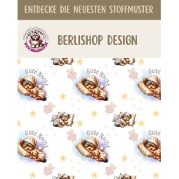1m Coupon  Baumwolle Canvas Hund Welpe Gute Nacht Sterne Stoff 153 g/m² Meterware 160 cm Eigenproduktion Kinde