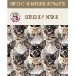 1m Coupon  Baumwolle Canvas Chihuahua Winter Schal Schnee Stoff 153 g/m² Meterware 160 cm Eigenproduktion Kinder