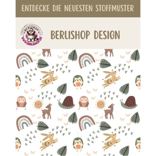 1m Coupon  Baumwolle Canvas Waldtiere Boho Regenbogen Weiß Stoff 153 g/m² Meterware 160 cm Eigenproduktion Kinder
