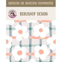 Baumwolle Canvas Blumen Karo Weiß Apricot Mint Grau 153 g/m² Meterware 160 cm Eigenproduktion