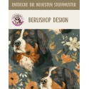 Baumwolle Canvas Berner Sennenhund Blumen Petrol Orange 153 g/m² Meterware 160 cm Eigenproduktion