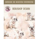 Baumwolle Canvas Hunde Französische Bulldogge Rosa Beige Aquarell 153 g/m² Meterware 160 cm Eigenproduktion