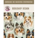 Baumwolle Canvas Collie Sheltie Hundeköpfe Beige Mint Blau 153 g/m² Meterware 160 cm Eigenproduktion