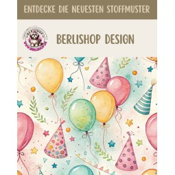 Baumwolle Canvas Geburtstag Ballons Partyhüte Aquarell Bunt 153 g/m² Meterware 160 cm Eigenproduktion