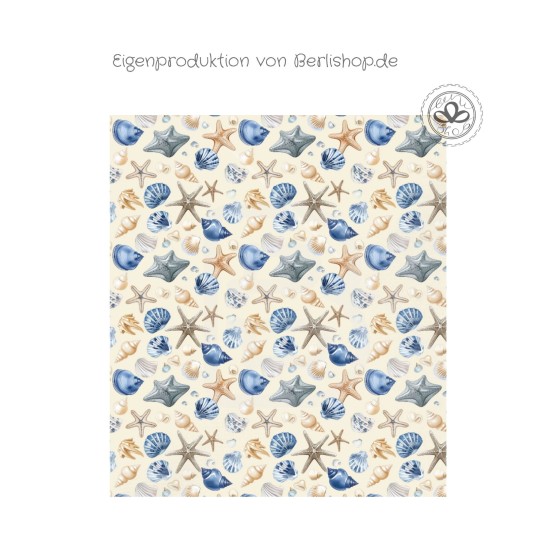 Muscheln & Seesterne Stoff – Maritimes Sommerdesign