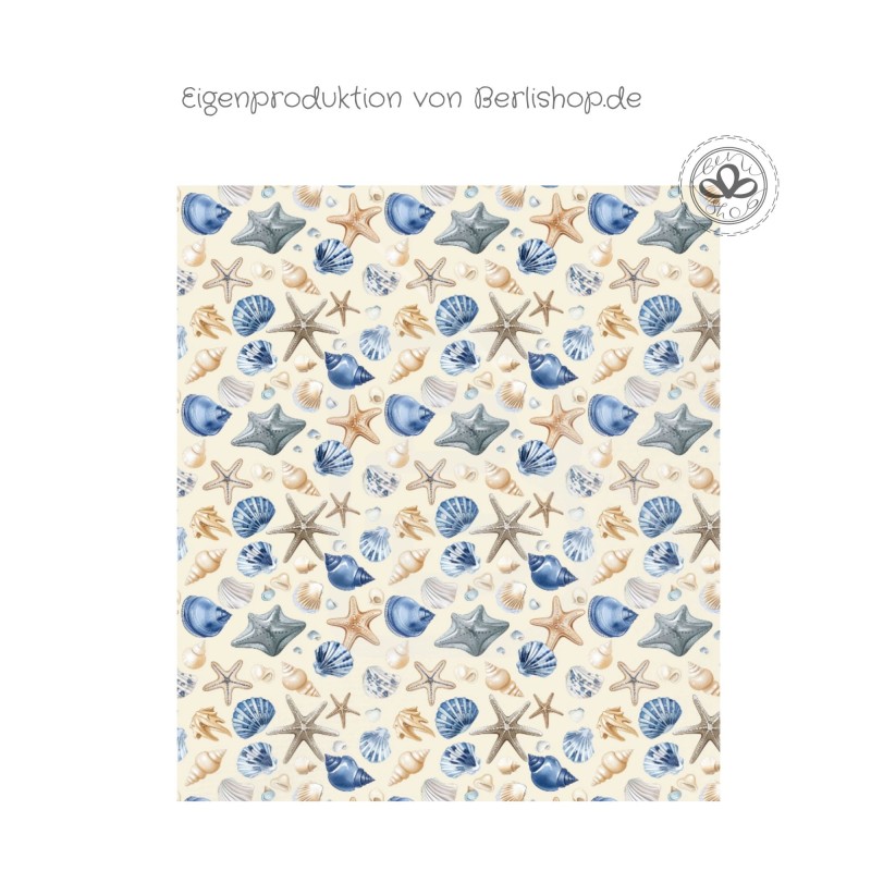 Muscheln & Seesterne Stoff – Maritimes Sommerdesign