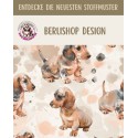 Baumwolle Canvas Stoff Dackel Welpen Aquarell Beige Braun 153 g/m² Meterware 160 cm Eigenproduktion