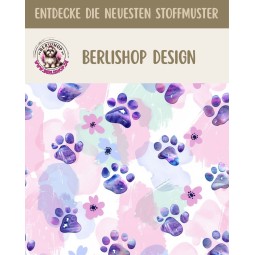Baumwolle Canvas StoffHunde Tatzen Splash Lila Rosa 153 g/m² Meterware 160 cm Eigenproduktion