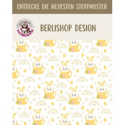 1m Coupon Baumwolle Canvas Hase Tasse Regenbogen Ostern Gelb Stoff 153 g/m² Meterware 160 cm Eigenproduktion Kinder