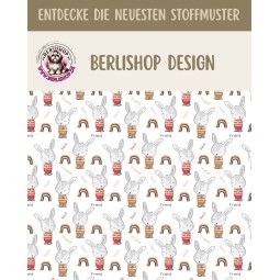 1m Coupon  Baumwolle Canvas Hase Regenbogen Best Friend Stoff 153 g/m² Meterware 160 cm Eigenproduktion Kinder