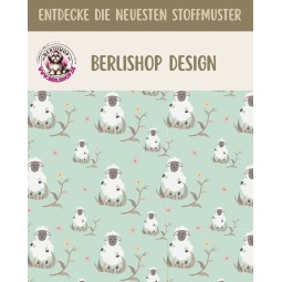 1m Coupon  Baumwolle Canvas Schafe Mint Wiese Stoff 153 g/m² Meterware 160 cm Eigenproduktion Kinder