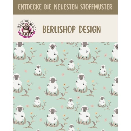 1m Coupon  Baumwolle Canvas Schafe Mint Wiese Stoff 153 g/m² Meterware 160 cm Eigenproduktion Kinder