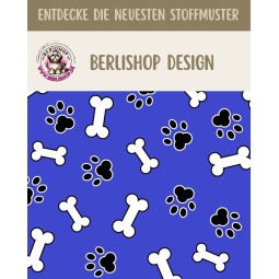 1m Coupon  Baumwolle Canvas Hund Pfoten Knochen Blau Stoff 153 g/m² Meterware 160 cm Eigenproduktion Kinder