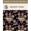 French Terry Sommersweat  Hunde Stoff –Shih Tzu Leoprint  Herzen Schwarz/Braun –240 g/m –145cm Meterware