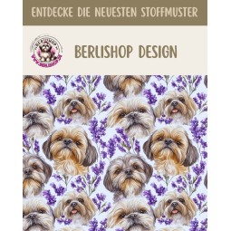 1m Coupon  Baumwolle Canvas Shih Tzu Lavendel Blumen Stoff 153 g/m² Meterware 160 cm Eigenproduktion Kinder