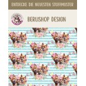 1m Coupon  Baumwolle Canvas Pittbull Braun Hunde Blumen Streifen Türkis  153 g/m² Meterware 160 cm Eigenproduktion Kinder