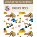 1m Coupon  Baumwolle Canvas Baustelle Bagger LKW Weiß Gelb Stoff  153 g/m² Meterware 160 cm Eigenproduktion Kinder