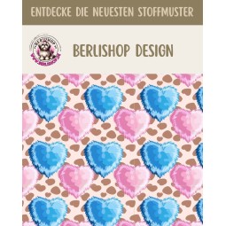 Baumwolle Canvas Stoff Herzen Rosa-Blau Leoprint Meterware  153 g/m² Meterware 160 cm Eigenproduktion Kinderstoff