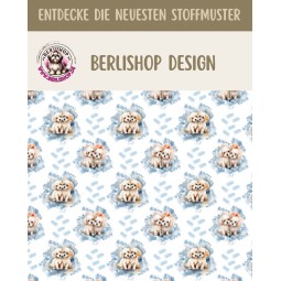 Baumwolle Canvas Stoff Malteser Hunde Paar Blau Aquarell  153 g/m² Meterware 160 cm Eigenproduktion Kinderstoff