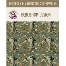 1m Coupon  Baumwolle Canvas Windhund Blumen Salbei Orange Stoff 153 g/m² Meterware 160 cm Eigenproduktion Kinder