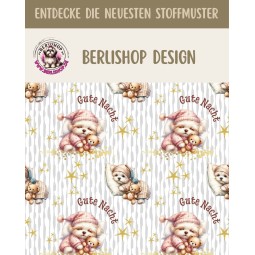 1m Coupon  Baumwolle Canvas süße Hunde Gute Nacht  Stoff 153 g/m² Meterware 160 cm Eigenproduktion Kinderstoff