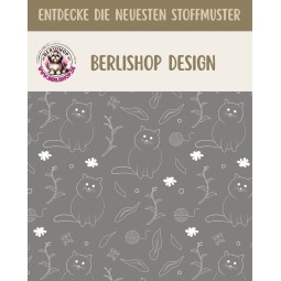 1m Coupon Baumwolle Canvas Katzen Grau Weiß Lineart Stoff 153 g/m² Meterware 160 cm Eigenproduktion