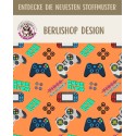 1 m Coupon Oxford Stoff Game Over Video Games Zocker 150 cm – Neon Orange – 210 g/m² – Eigenproduktion