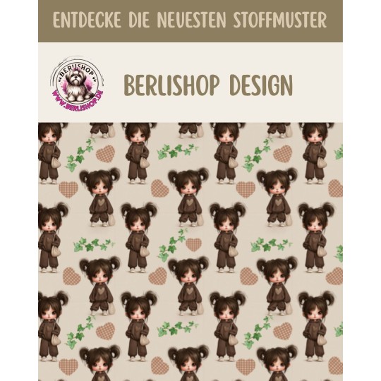 1 m Coupon Oxford Stoff Puppis Kind Mädchen 150 cm – Braun Beige – 210 g/m² – Eigenproduktion