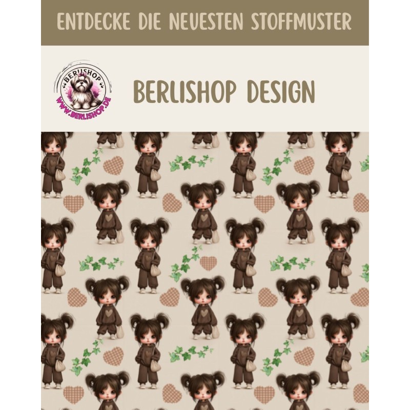 1 m Coupon Oxford Stoff Puppis Kind Mädchen 150 cm – Braun Beige – 210 g/m² – Eigenproduktion