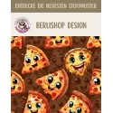 1 m Coupon Oxford Stoff Lustige Pizza 150 cm – Braun Gelb Rot – 210 g/m² – Eigenproduktion