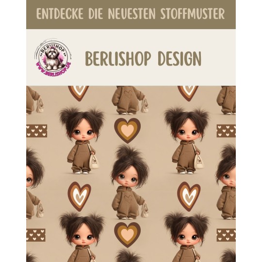 1 m Coupon Oxford Stoff Puppis Kind Mädchen 150 cm – Beige Braun – 210 g/m² – Eigenproduktion