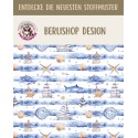 1 m Coupon Oxford Stoff Sommer Muscheln Strand Meer 150 cm – Blau Beige – 210 g/m² – Eigenproduktion
