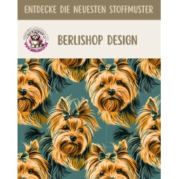 1 m Coupon Oxford Stoff Hund Yorkshirre terrier 150 cm – Grün Gelb – 210 g/m² – Eigenproduktion