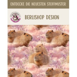 1 m Coupon Oxford Stoff Capibara Blumen 150 cm – Rosa – 210 g/m² – Eigenproduktion