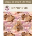 1 m Coupon Oxford Stoff Capibara Blumen 150 cm – Rosa – 210 g/m² – Eigenproduktion