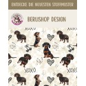 Baumwolle Canvas XOXO Dackel Hunde Muster Beige Schwarz Braun – 153 g/m² – Meterware 160 cm – Eigenproduktion