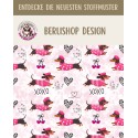 Baumwolle Canvas Dackel Stoff – XOXO Rosa Herzen Muster – 153 g/m² – Meterware 160 cm – Eigenproduktion