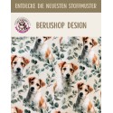 Baumwolle Canvas Jack Russell Terrier Eukalyptus Creme Aquarell Stoff  – 153 g/m² – Meterware 160 cm – Eigenproduktion