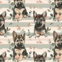Baumwolle Canvas Schäferhund Welpe Streifen Eukalyptus Salbei Aquarell Stoff  – 153 g/m² – Meterware 160 cm – Eigenproduktion