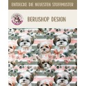 Baumwolle Canvas Shih Tzu Streifen Eukalyptus Salbei Rosa Aquarell Stoff – 153 g/m² – Meterware 160 cm – Eigenproduktion